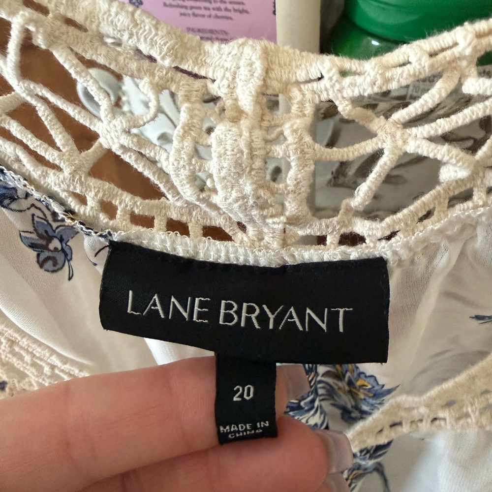 Lane Bryant Cream Floral Lace top